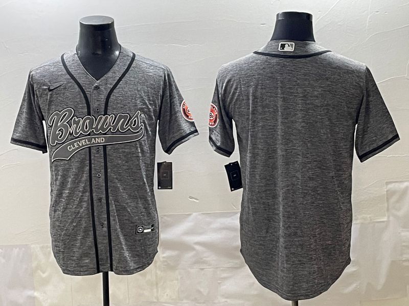 Men 2025 Cleveland Browns Blank Grey Joint Name Nike Limited NFL Jersey style 6->cleveland browns->NFL Jersey